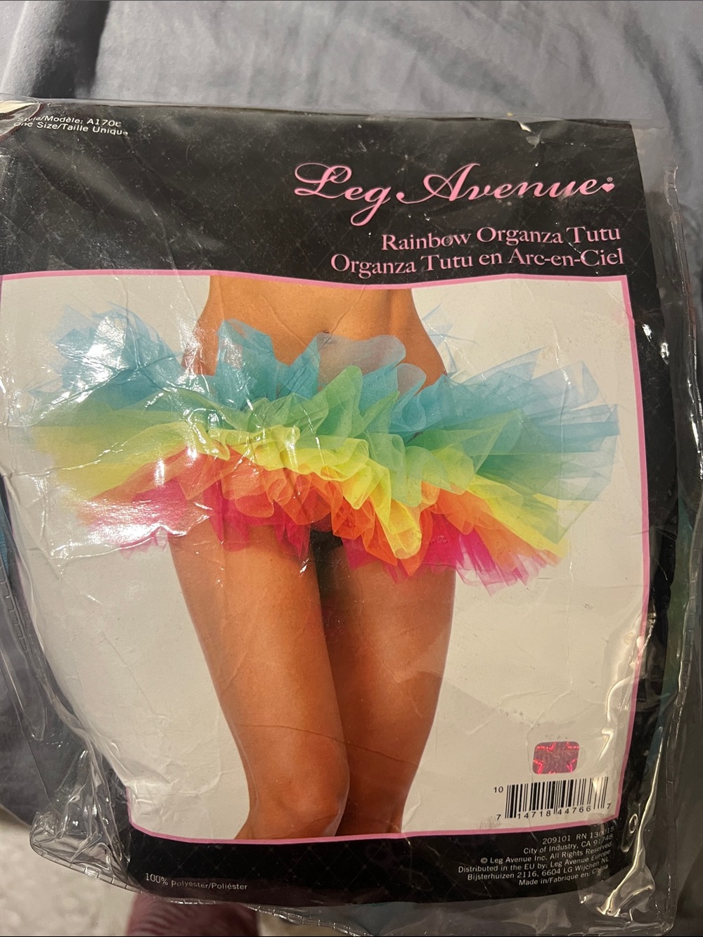 Leg Avenue Rainbow Organza Tutu - Blue Green Yellow Orange Pink